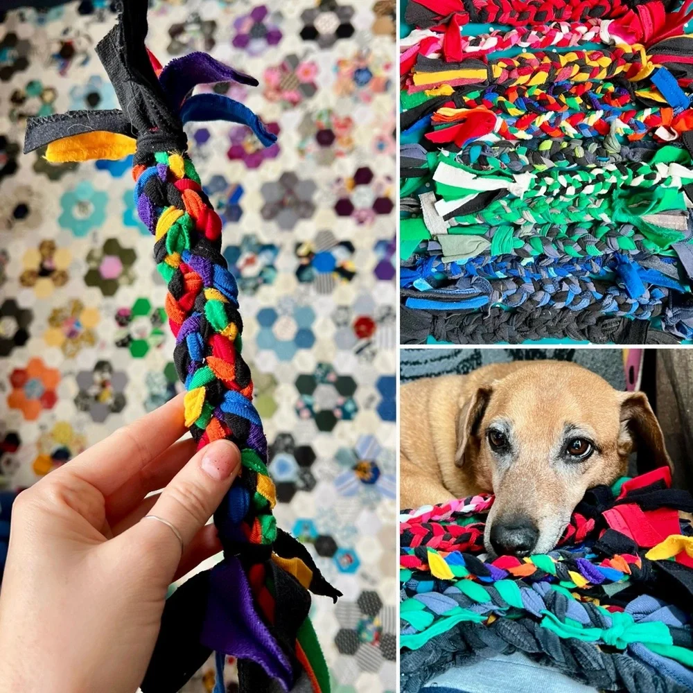 Colorful Dog Tug Toy - Braided Upcycled